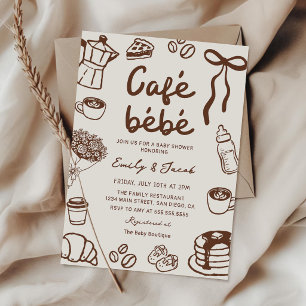 Cafe Bebe Hand Getekende Koffie Baby Shower Uitnod Kaart