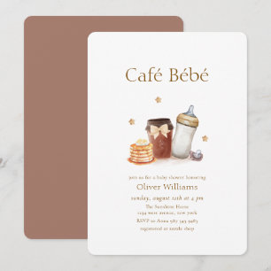 Café Bébé Koffie Pannenkoek Fopspeen Baby shower Kaart