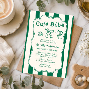 Cafe Bebe Koffiezaak Mooie Groene Strik Baby Brunc Kaart