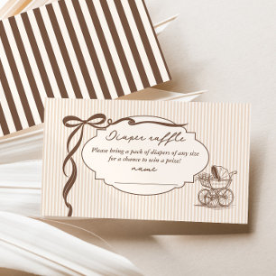 Cafe Bebe Luier loterij Strepen Bruin Baby shower Informatiekaartje