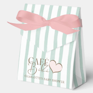 Café Bébé Mint Gestreepte Koffie Thema Baby Shower Bedankdoosjes