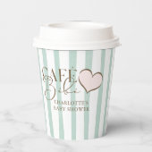 Café Bébé Mint Gestreepte koffie thema Baby shower Papieren Bekers (Achterkant)