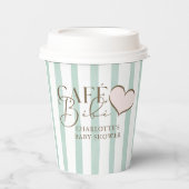 Café Bébé Mint Gestreepte koffie thema Baby shower Papieren Bekers (Voorkant)