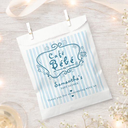 Café Bébé Modern Frans Schattige Blue Boy Baby sho Bedankzakje (Geknipt)