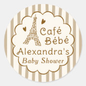 Cafe Bebe Paris Coffee Personalized Baby Shower Ronde Sticker (Voorkant)