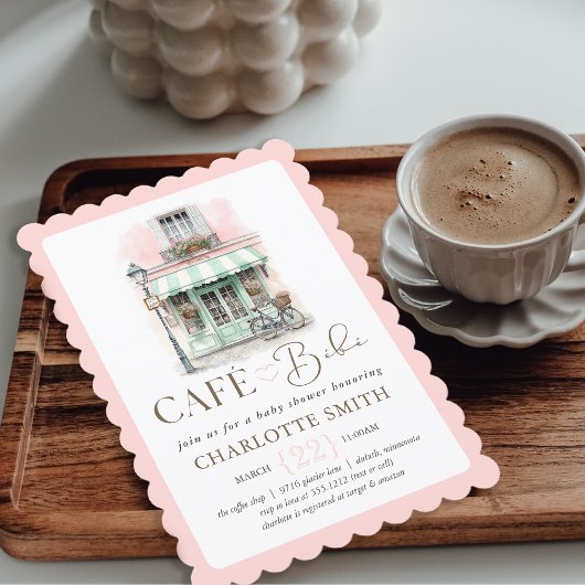 Café Bébé Paris Themaparty Baby Shower Kaart