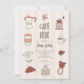 Cafe Bebe Roze Baby shower Uitnodiging (Voorkant)