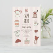 Cafe Bebe Roze Baby shower Uitnodiging (Staand voorkant)