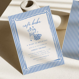 Cafe Bebe Shower | Blauwe Streep Baby is Op Komst Kaart