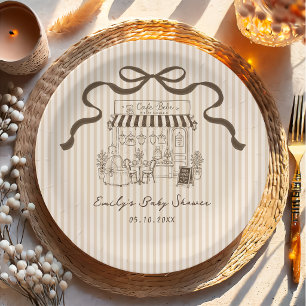 Cafe Bebe Streep Paris Baby Shower Papieren Borden Bordje