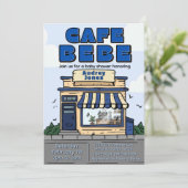 Cafe Bebe - Themacafé Baby Shower Kaart (Staand voorkant)