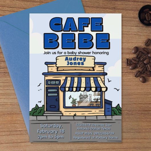 Cafe Bebe - Themacafé Baby Shower Kaart
