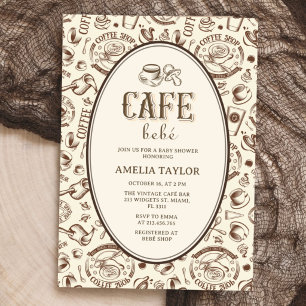 Café Bébé Vintage Coffee Baby Shower Retro Kaart