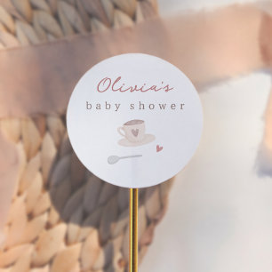 Cafe Bebe Watercolor Baby Shower Bedankt Ronde Sticker