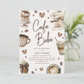 Cafe Bebe' Watercolor Coffee Baby Shower Kaart (Staand voorkant)