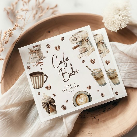 Cafe Bebe' Watercolor Coffee Baby Shower Servet