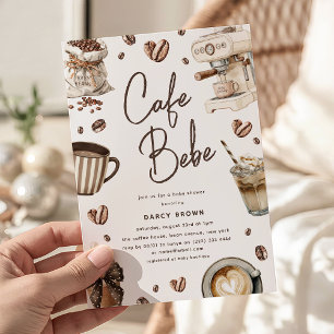 Cafe Bebe' Watercolor Koffie Baby Shower Kaart