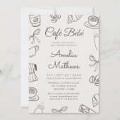 Cafe Bebe Whimsical Coffee & Bow Baby Shower  Kaart (Voorkant)