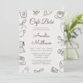 Cafe Bebe Whimsical Coffee & Bow Baby Shower  Kaart (Staand voorkant)