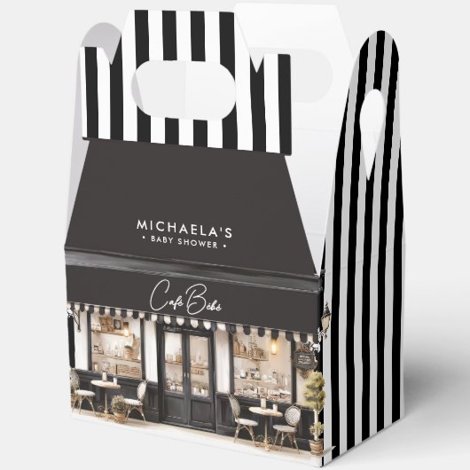 Café Bébé Zwart-wit Baby shower Bedankdoosjes (Open)