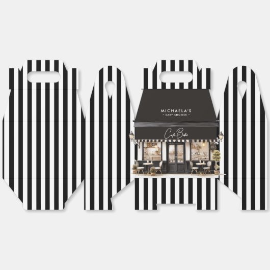 Café Bébé Zwart-wit Baby shower Bedankdoosjes (Ongevouwen)