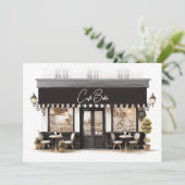 Café Bébé Zwart-wit Baby shower Bedankkaart (Staand voorkant)