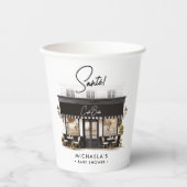 Café Bébé Zwart-wit Baby shower Papieren Bekers (Voorkant)