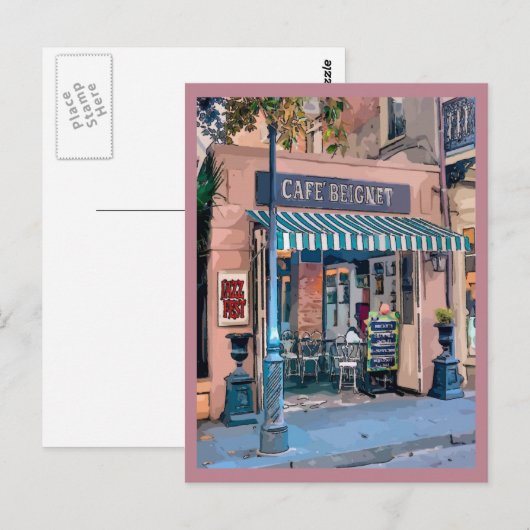 Cafe Beignet Koffiewinkel Franse wijk Briefkaart (Voorkant / Achterkant)