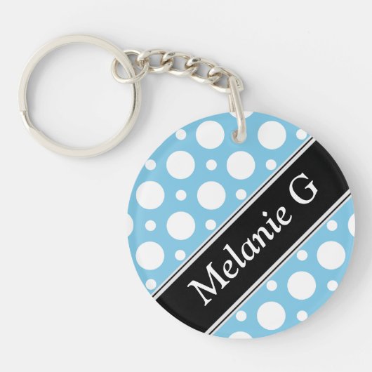 Cafe Blue Assorted Polka Dot Acrylic Sleutelhanger (Voorkant)