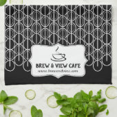 Cafe-bonenpatroon aangepast zwart-wit theedoek (Gevouwen)