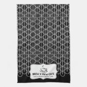 Cafe-bonenpatroon aangepast zwart-wit theedoek (Verticaal)