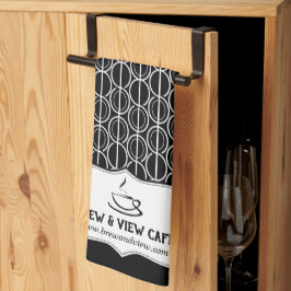 Cafe-bonenpatroon aangepast zwart-wit theedoek