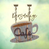 Cafe-bord koffiehout, hangende bord raamsticker (Vel 3)