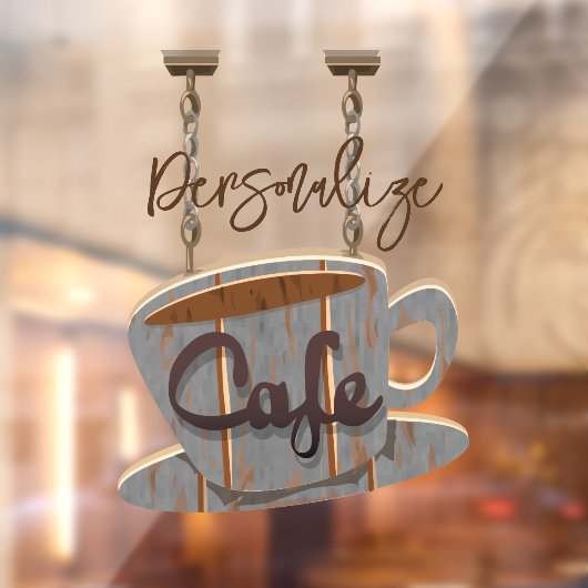 Cafe-bord koffiehout, hangende bord raamsticker (Vel 2)