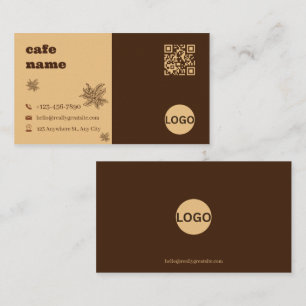 Cafe Botanisch Tweekleurig Zakelijkkaart Sjabloon Visitekaartje