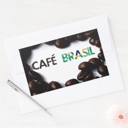 Café Brasil Rechthoekige Sticker (Envelop)