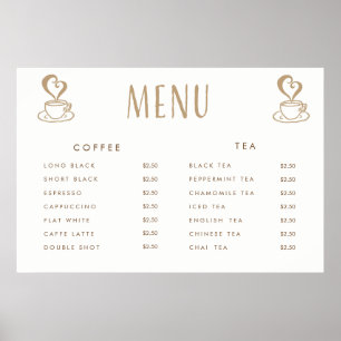 Cafe Cafetaria Prijs Menu Op Maat Gedrukt Poster