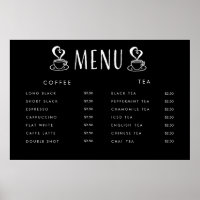 Cafe Cafetaria Prijs Menu Op Maat Gedrukt Poster