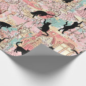 Cafe Cat Pattern (Cafe Cafe Cafe Cat Waterverf) Cadeaupapier (Hoek)