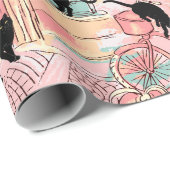 Cafe Cat Pattern (Cafe Cafe Cafe Cat Waterverf) Cadeaupapier (Rol Hoek)