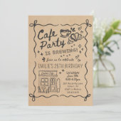 Cafe Coffe Feest Uitnodiging Verjaardag (Staand voorkant)