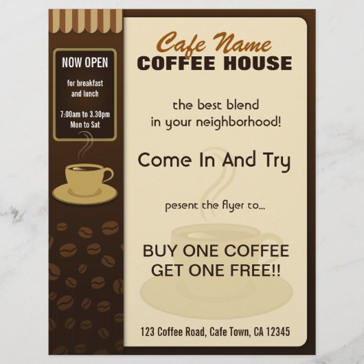 Cafe Coffee Cafe Coffee Cup Flyers en Coffee Menu (Voorkant)