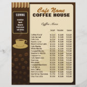 Cafe Coffee Cafe Coffee Cup Flyers en Coffee Menu (Achterkant)