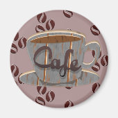 Cafe Coffee Cup and Coffee Beans Magnet (Voorkant)