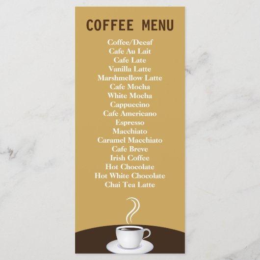 Cafe Coffee Menu Shop Beige en bruine Rack Kaarten (Achterkant)