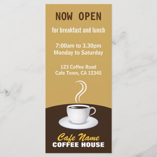 Cafe Coffee Menu Shop Beige en bruine Rack Kaarten (Voorkant)