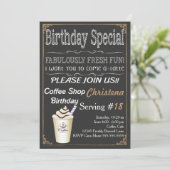 Cafe Coffee Shop Verjaardagsfeest Uitnodiging (Staand voorkant)