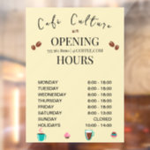 Cafe Coffeeshop Openingstijden Raamsticker (Vel 2)