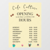 Cafe Coffeeshop Openingstijden Raamsticker (Vel)