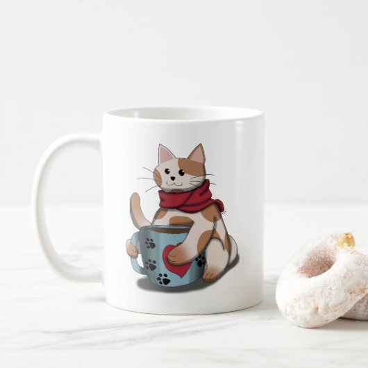 café com gato koffiemok (Met donut)